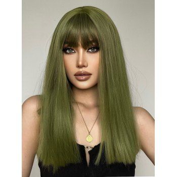 

Straight Full Bang Long Capless Cosplay Synthetic Wig, Deep green