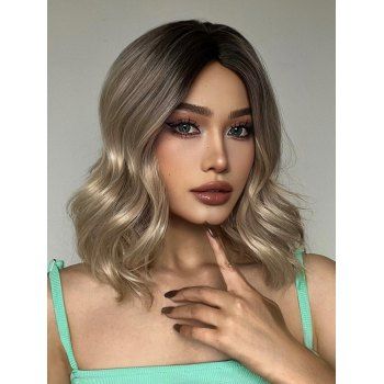 

Ombre Wavy Highlight Middle Part Capless Medium Synthetic Wig, Blonde