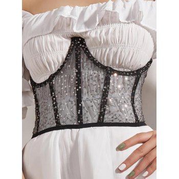 

Sheer Lace Sequined Lace Up Trendy Belt, Multicolor a
