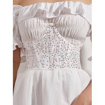 

Sheer Lace Sequined Lace Up Trendy Belt, Multicolor b
