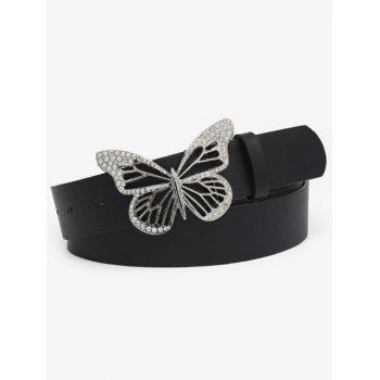 

Rhinestone Hollow Out Butterfly Buckle PU Belt, Multicolor b