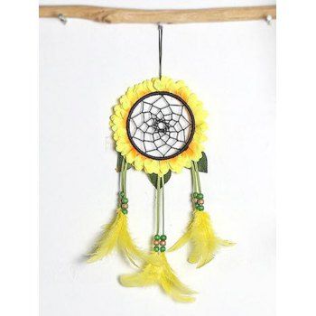 

Sunflower Hollow Out Faux Feather Cottagecore Hanging Wall Dream Catcher Home Decor, Yellow