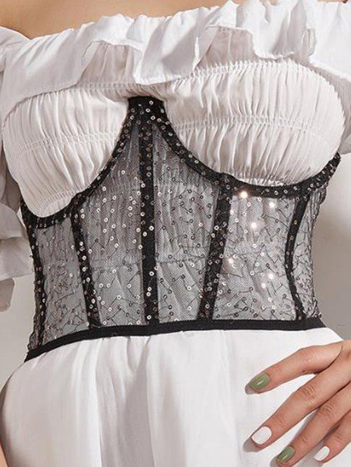 Ceinture Transparente Tendance à Lacets et à Paillettes - multicolor A 