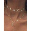 2 Pièces Collier Tendance en Forme de Lune et Etoile en Strass - d'or PACK OF 2