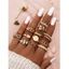 12 Pièces Ensemble de Bague Elégante Géométrique Feuille Etoile avec Strass - d'or 