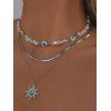 Faux Pearl Turquoise Sun Pendant Layered Necklace - SILVER 