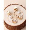 Flower Faux Pearl Circle Trendy Drop Earrings - GOLDEN 1 PAIR