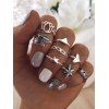 8 Pièces Ensemble de Bague Triangle Fleur Feuille Cœur - Argent 