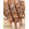 Ensemble de Bagues Tendance Feuille Etoile de Mer Fleur 11 Pièces - Argent 