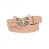 Rhinestone Hollow Out Butterfly Buckle PU Belt - multicolor A 