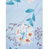 Flower Leaf Print Sundress Knot Tie Notched Spaghetti Strap High Waist Mini Dress - LIGHT BLUE 2XL