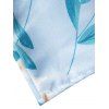 Flower Leaf Print Sundress Knot Tie Notched Spaghetti Strap High Waist Mini Dress - LIGHT BLUE 2XL