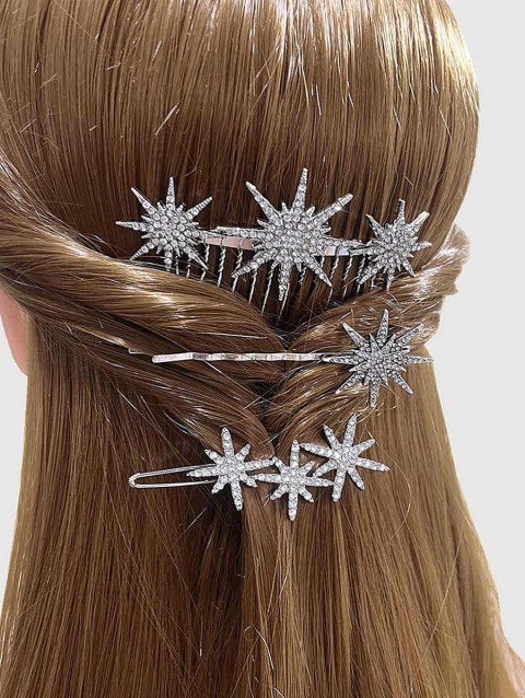 3 Pcs Rhinestone Star Trendy Hair Comb Hair Clips