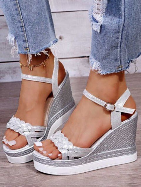 Buckle Strap Twisted Wedge Heels Casual Outdoor Sandals