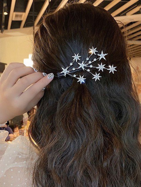 2 Pcs Glitter Rhinestone Stars Hair Clips
