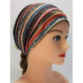 Colored Striped Print Elastci Wide Headband