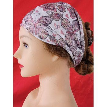 Colored Flower Print Elastci Wide Headband