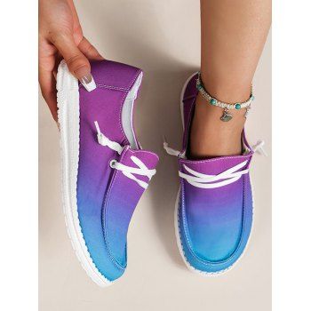 

Ombre Lace Up Thin Platform Casual Outdoor Shoes, Purple