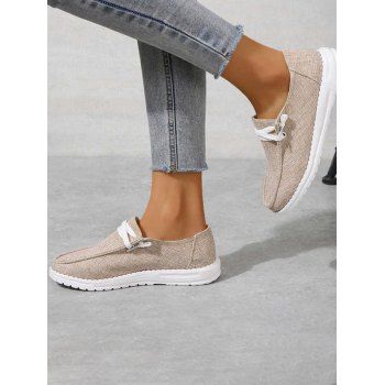 

Lace Up Plain Color Thin Platform Casual Outdoor Shoes, Light khaki