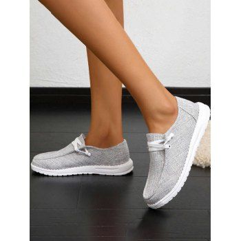 

Lace Up Plain Color Thin Platform Casual Outdoor Shoes, Gray