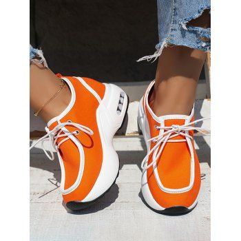 

Leopard Print Lace Up Thick Platform Trendy Outdoor Shoes, Orange