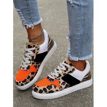 

Leopard Print Colorblock Lace Up Trendy Outdoor Shoes