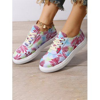 

Leaf Pattern Lace Up Thin Platform Casual Outdoor Shoes, Mauve