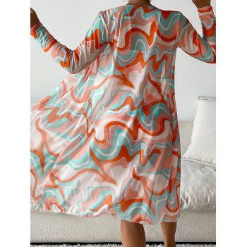 Vacation Bikini Swimsuit Colored Printed Cinched Boyshorts Sheer Cover-up Three Piece Bikini Set 