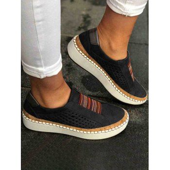 Hollow Out Slip On Colored Striped Casual Outdoor Shoes