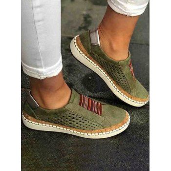 Hollow Out Slip On Colored Striped Casual Outdoor Shoes