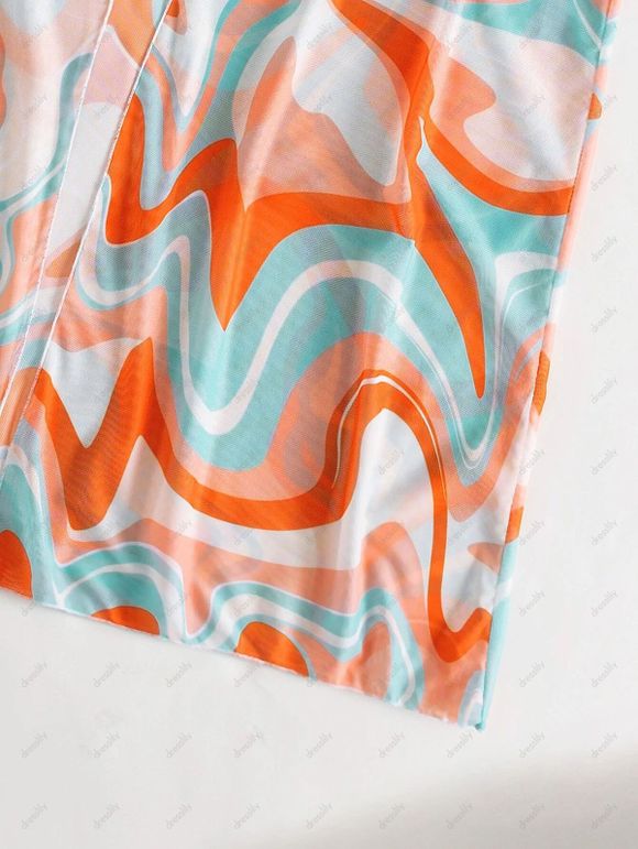 Ensemble de Bikini Rembourré Imprimé Coloré à Cordon Deux Pièces de Vacance - multicolor L