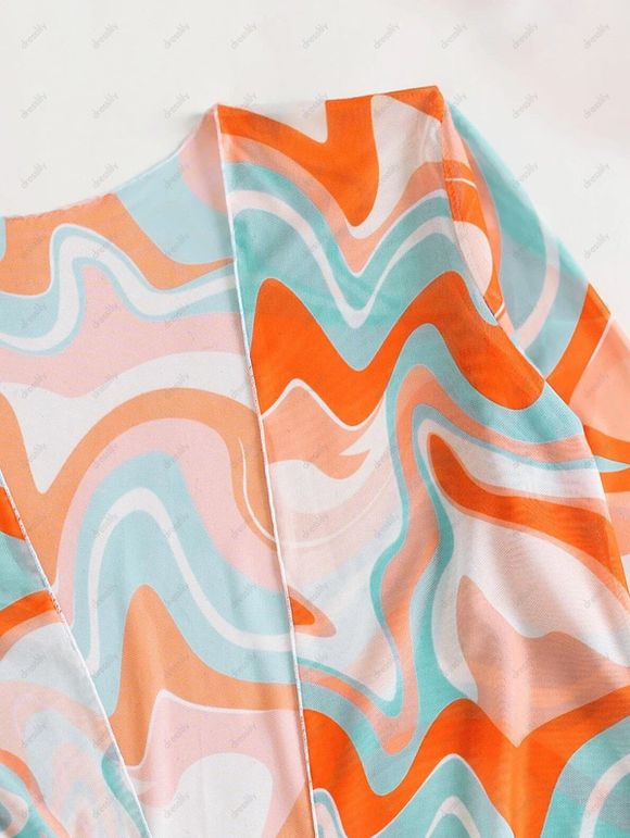 Ensemble de Bikini Rembourré Imprimé Coloré à Cordon Deux Pièces de Vacance - multicolor L