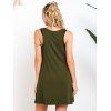 Large Pockets Low Cut Casual Mini Dress And Solid Color Tank Top Two Piece Set - GREEN XL