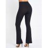 Textured Flare Pants Elastic High Waisted Plain Color Long Pants - BLACK S