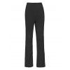Pantalon Long Evasé Texturé Simple en Couleur Unie à Taille Haute Elastique - Noir S
