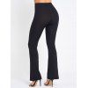 Textured Flare Pants Elastic High Waisted Plain Color Long Pants - BLACK M