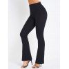 Pantalon Long Evasé Texturé Simple en Couleur Unie à Taille Haute Elastique - Noir XL