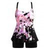 Plus Size & Curve Tankini Swimsuit Flower Print Modest Swimwear Adjustable Strap Boyleg Bathing Suit - multicolor A 4X