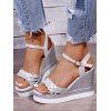 Buckle Strap Twisted Wedge Heels Casual Outdoor Sandals - SILVER EU 41