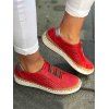 Hollow Out Slip On Colored Striped Casual Outdoor Shoes - Rouge EU 36