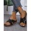 Crossover Hollow Out Slip On Thin Platform Outdoor Slippers - Brun EU 36