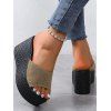 Glitter Colorblock Thick Platform Slip On Outdoor Slippers - d'or EU 39