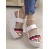 Colored Striped Open Toe Thick Platform Buckle Strap Outdoor Sandals - Blanc EU 37