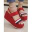 Colored Striped Open Toe Thick Platform Buckle Strap Outdoor Sandals - Rouge EU 38