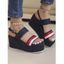 Colored Striped Open Toe Thick Platform Buckle Strap Outdoor Sandals - Blanc EU 36