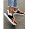 Leopard Print Colorblock Lace Up Trendy Outdoor Shoes - Léopard EU 40