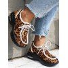 Leopard Print Lace Up Thick Platform Trendy Outdoor Shoes - GREEN EU 42