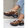 Leopard Print Lace Up Thick Platform Trendy Outdoor Shoes - LEOPARD EU 42