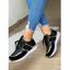 Two Tone Color Lace Up Thin Platform Casual Outdoor Shoes - Blanc EU 39