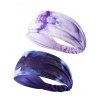 2 Pcs Tie Dye Elastic Sports Wide Headbands - multicolor A 